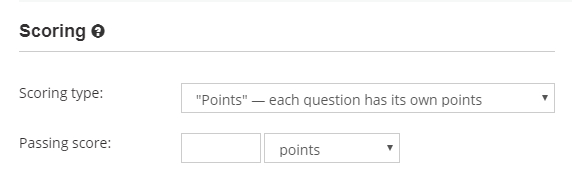 Select the test scoring system for the online test