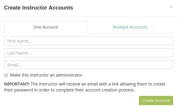 Create instructor accounts to manage your online tests with your colleagues