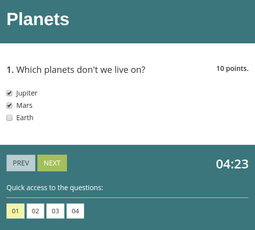 Multiple response question example