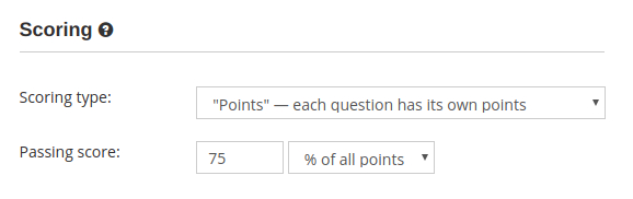 Grading with points in online creator software for teachers HmmQuiz