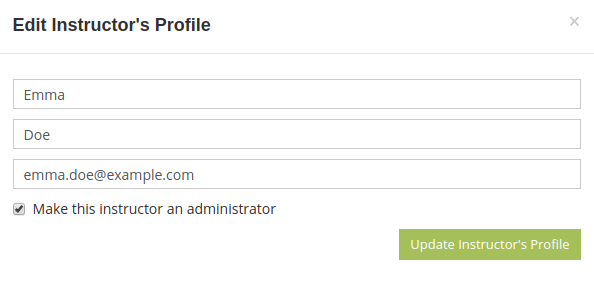 Edit instructor's profile to make them an administrator of all of your online tests and exams.