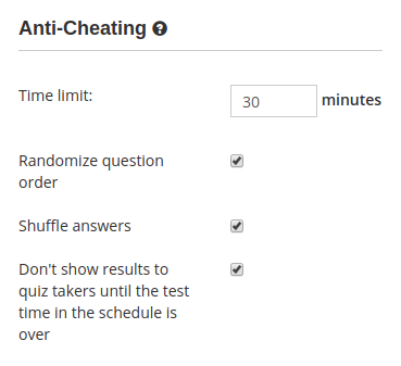 Anti-cheating protection features in the online test creator software HmmQuiz