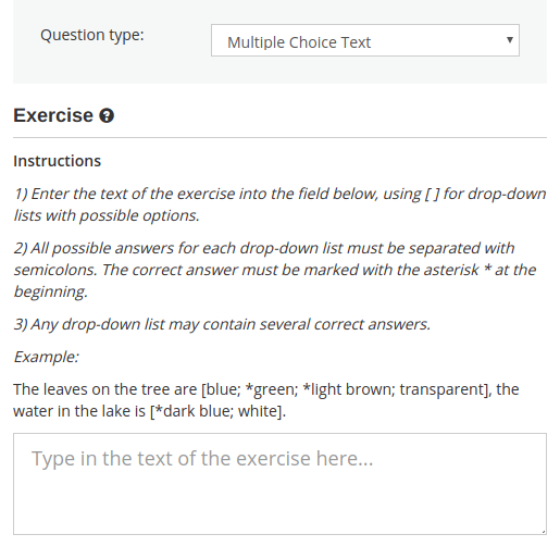 How to create a multiple choice text question in HmmQuiz