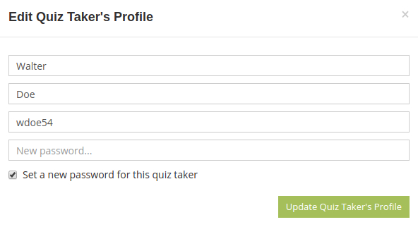 Edit quiz taker's profile in HmmQuiz