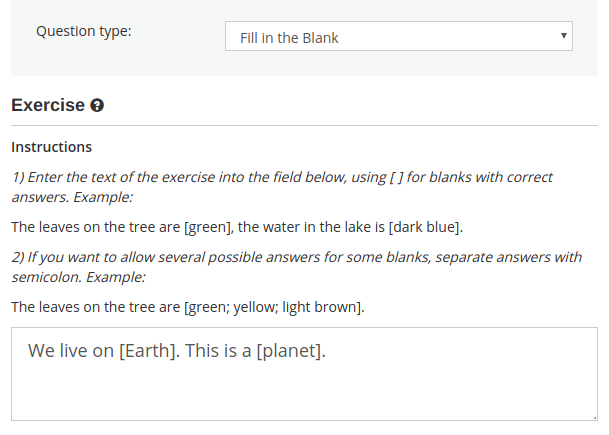 How to create a fill in the blank question online