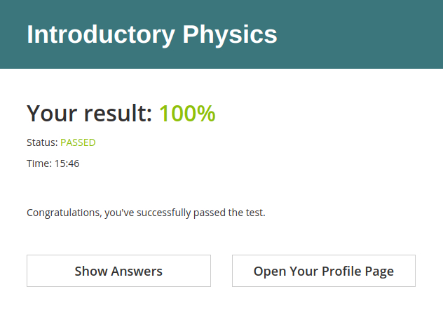 Final score after the online test in HmmQuiz