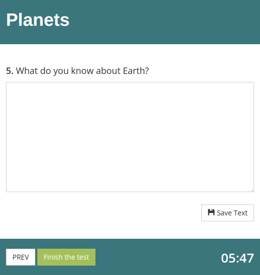 The "Free Text" (essay) question in HmmQuiz