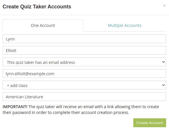 Make a quiz taker's account for yourself to take your own test