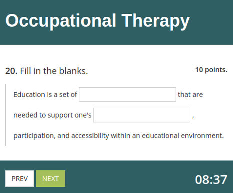 Fill in the blank test made about occupation therapy