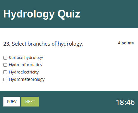 Hydrology test created with online quiz maker for teachers